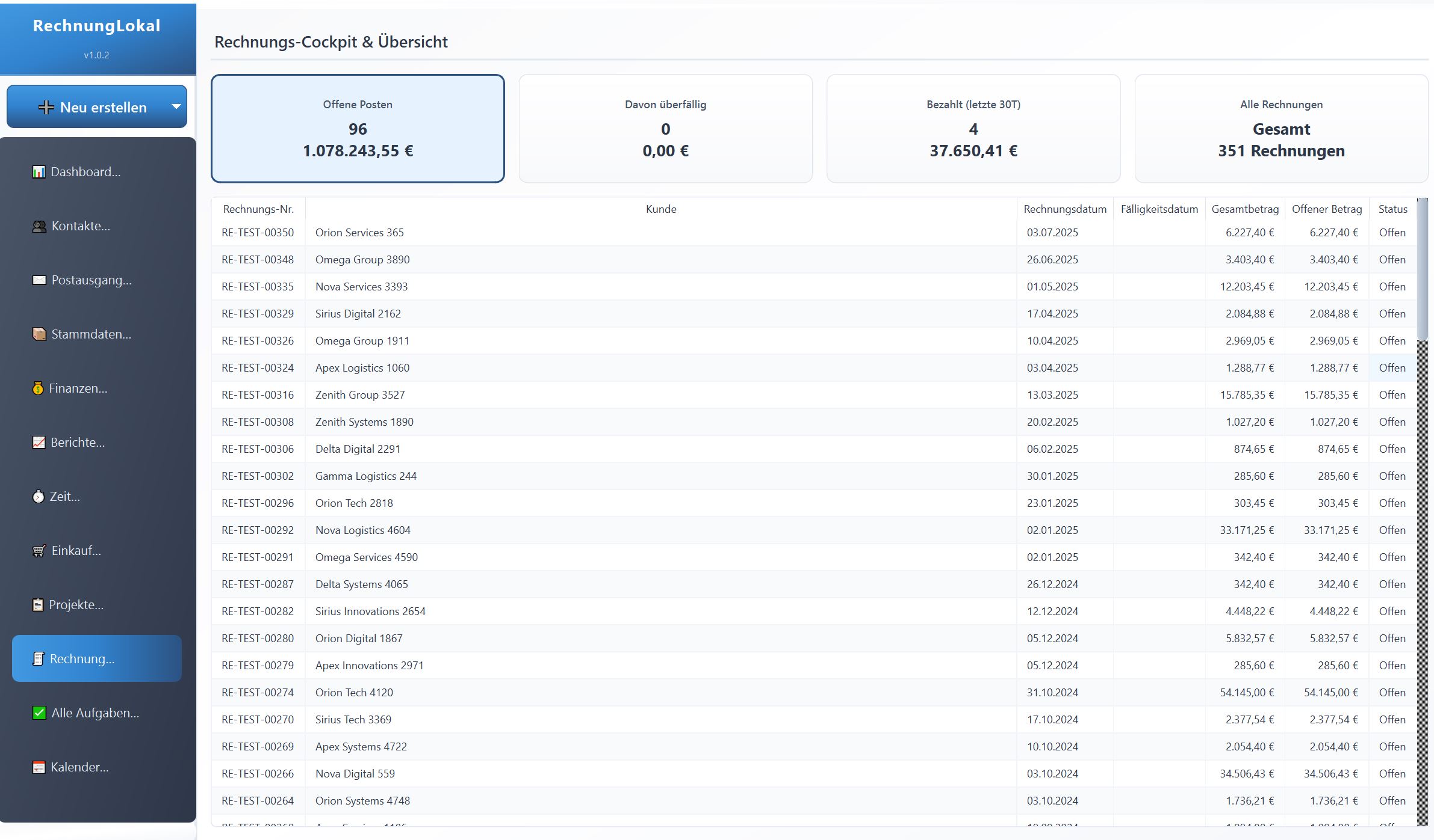 Rechnungserstellung Screenshot